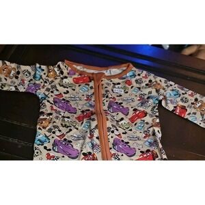 Bamboo Zippy Double Zipper  6 To 12  Months Beige Brown Cars